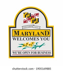 Welcome To Maryland Sign With Best Quality