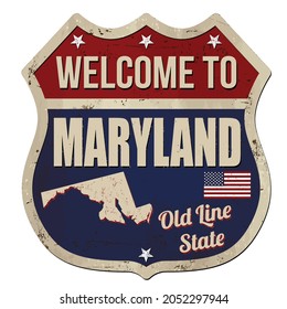 Welcome to Maryland vintage rusty metal sign on a white background, vector illustration