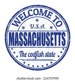 Welcome to Massachusetts grunge rubber stamp on white background, vector illustration