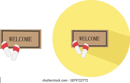 Welcome mat ,illustration, vector on white background.