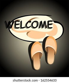 Welcome mat and slippers