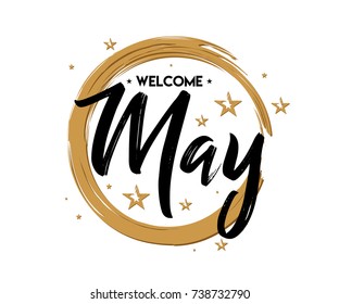 Welcome May - Grunge - Vector For Greeting, New Month