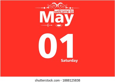 Welcome to May with Vector illustration. Red Color Based Illustration for May with Calendar Date. Simple, Awesome, and Creative eps illustration.