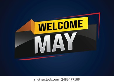 bienvenido a mayo palabra concepto de texto icono logo signo símbolo nota de Vector estilo 3d para uso página de destino, Plantilla, redes sociales, Web, App móvil, póster, Anuncio, flyer, fondo, Tarjeta de regalo, Cupón

