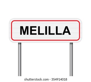 Welcome to Melilla Spain road sign vector