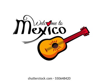 Welcome to Mexico template isolated on white background. Lettering element for your design. Vector illustration