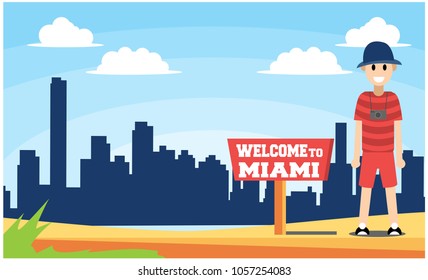 welcome to miami with love, vector illustration