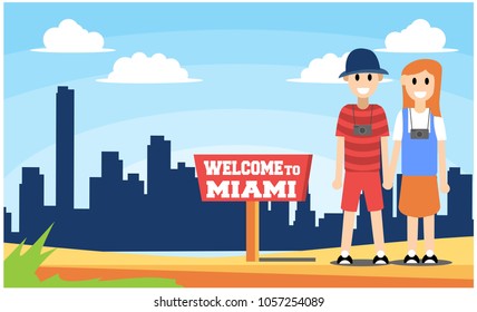 welcome to miami with love, vector illustration