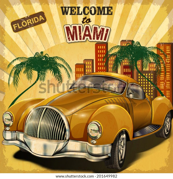 Welcome to Miami retro\
poster.