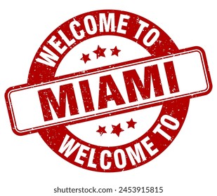 Welcome to Miami stamp. Miami round sign isolated on white background