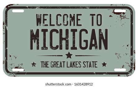 Welcome to Michigan Message on Damaged License Plate