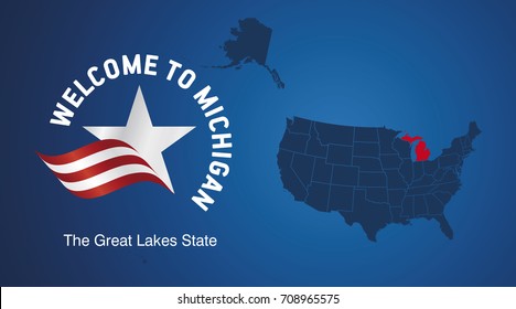 Welcome Michigan Usa Map Banner Logo Stock Vector (Royalty Free ...