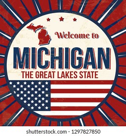 Welcome to Michigan vintage grunge poster, vector illustration