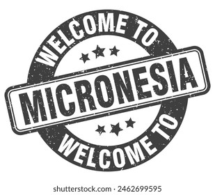 Welcome to Micronesia stamp. Micronesia round sign isolated on white background