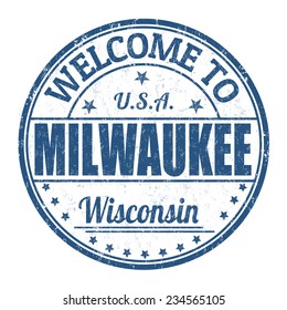 Welcome to Milwaukee grunge rubber stamp on white background, vector illustration