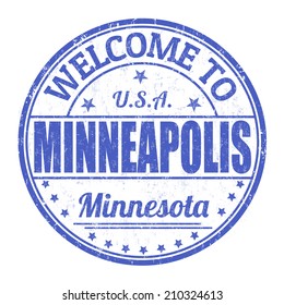 Welcome to Minneapolis grunge rubber stamp on white background, vector illustration