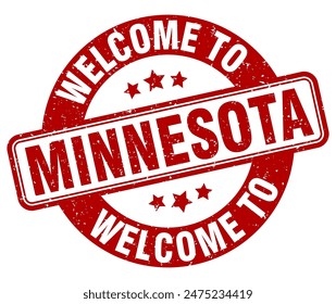 Welcome to Minnesota stamp. Minnesota round sign isolated on white background