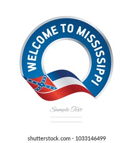 Welcome to Mississippi USA flag ribbon travel logo icon stamp