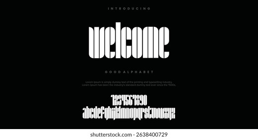 WELCOME Modern minimal abstract alphabet fonts. Typography creative font. vector illustration