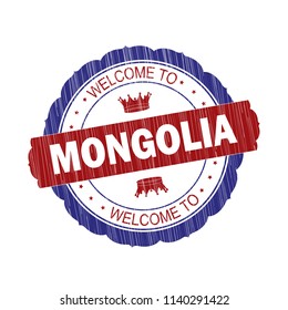 Welcome to Mongolia flag Stamp on white background,Thai design.Vector