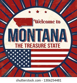 Welcome to Montana vintage grunge poster, vector illustration