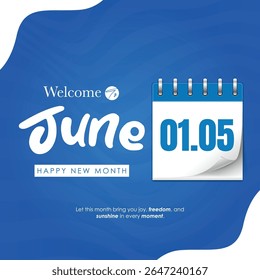 Welcome the month june calendar vector design templates
