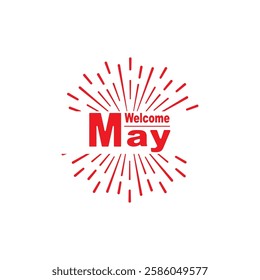 welcome month of may typography vector flat design