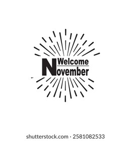 welcome month november typography vector flat design