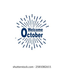 welcome month october typography vector flat design
