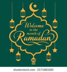 Welcome to the month of Ramadan, typography and calligraphy Design vector, element, Ramadan poster Design