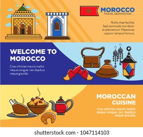 Welcome to Morocco and Moroccan cuisine posters set