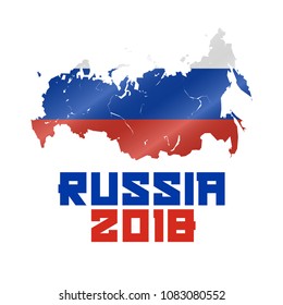 Welcome to Moscow, Russia. Location - Russia. Isolated Russian Map With the Waved Tricolor Flag Inside.