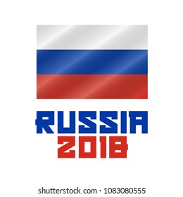 Welcome to Moscow, Russia. Location - Russia. Waved Russian Flag Isolated on White.