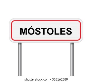 Welcome to Mostoles, Spain road sign vector