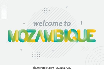 Willkommen in Mosambik. Kreative Typografie mit 3D-Blend-Effekt