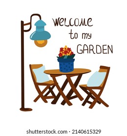 Welcome to my garden vector illustration 