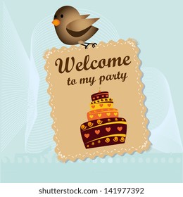 welcome to my party over blue background vector illustration