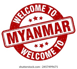 Welcome to Myanmar stamp. Myanmar round sign isolated on white background