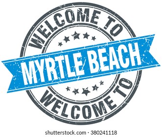 Welcome Myrtle Beach Blue Round Vintage Stock Vector (Royalty Free ...