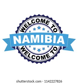 Welcome to Namibia blue black rubber stamp illustration vector on white background