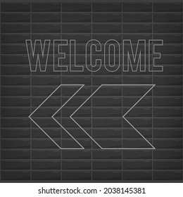 Welcome neon sign with monochrome black and white colors and bricks background. can use for neon box, party sign, business banner, element graphic resources