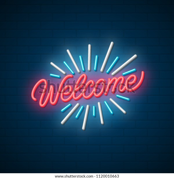 Welcome Neon Signboard Vector Illustration Stock Vector (Royalty Free ...