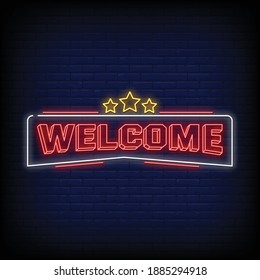 Welcome Neon Signs Style Text Vector