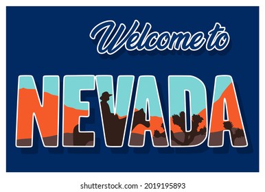 Welcome to Nevada text on blue background
