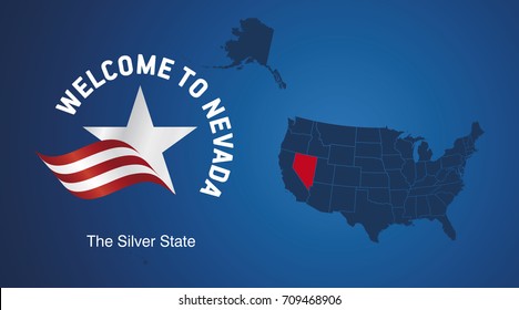 Welcome to Nevada USA map banner logo icon