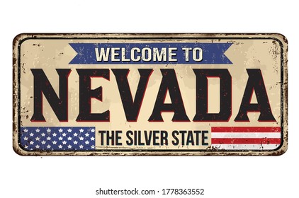 Welcome to Nevada vintage rusty metal sign on a white background, vector illustration