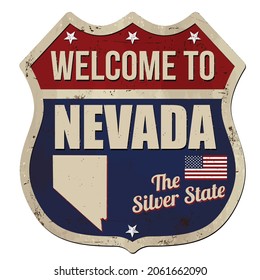 Welcome to Nevada vintage rusty metal sign on a white background, vector illustration