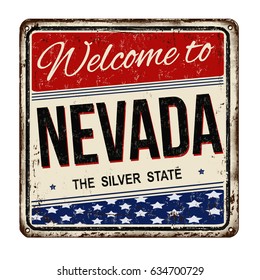 Welcome to Nevada vintage rusty metal sign on a white background, vector illustration