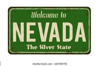 Welcome to Nevada vintage rusty metal sign on a white background, vector illustration