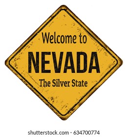 Welcome to Nevada vintage rusty metal sign on a white background, vector illustration